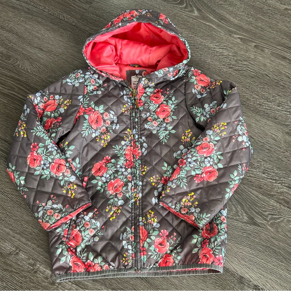 CARTER’S quilted floral hooded jacket